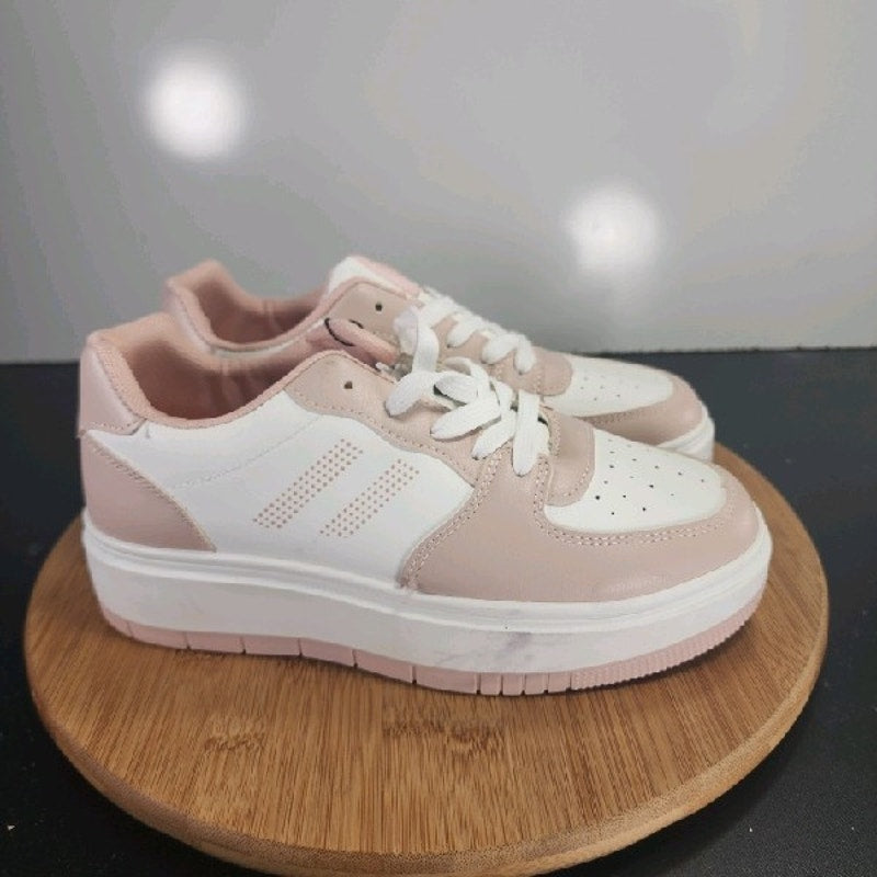 North Star Life Natural Low Sz 6 Womens 009043 White Tan Leather Casual Sneakers