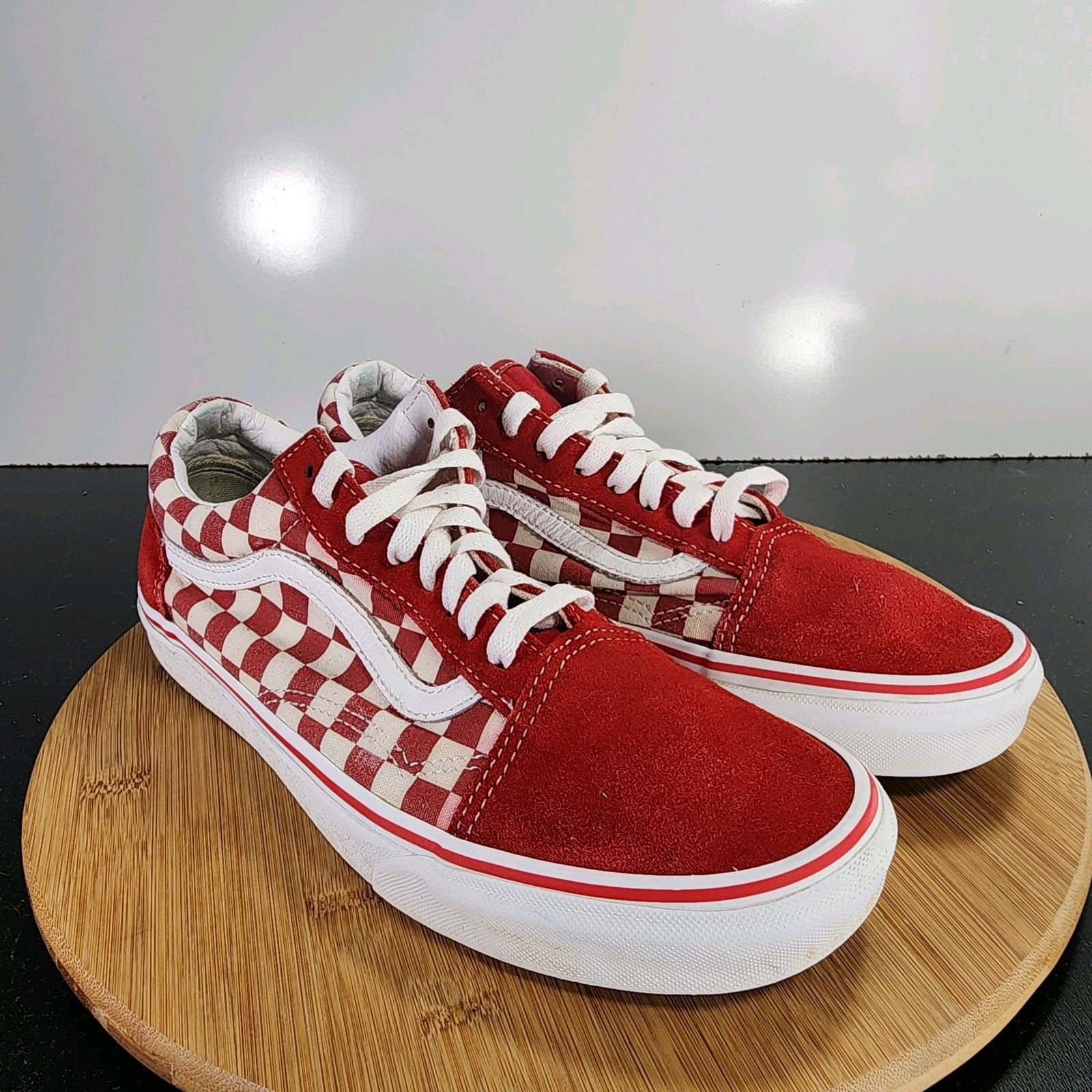 VANS Old Skool Sz 9.5 Mens 009430 Red White Check Skateboarding Sneakers Shoes