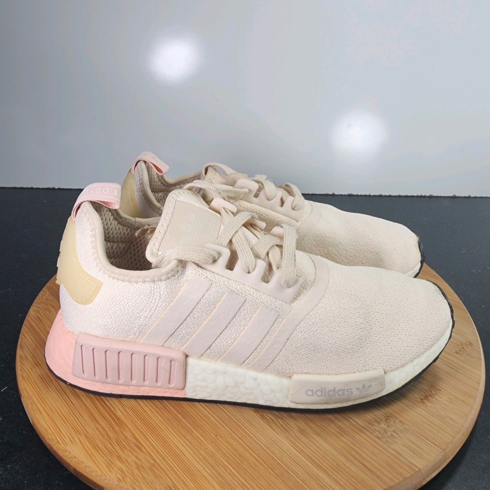 Womens Adidas NMD_R1 Low Sz 7.5 010158 Beige Pink Mesh Running Training Sneakers