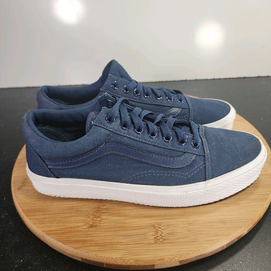 VANS Old Skool Low Sz 9.5 Womens 009679 Blue Canvas Skateboarding Sneakers Shoes