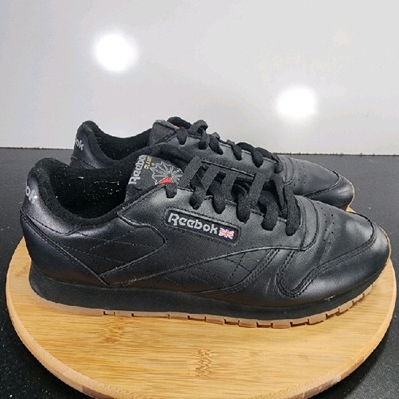 Reebok Classic Leather Sz 9.5 Womens 009321 Core Black Running Trainers Sneakers