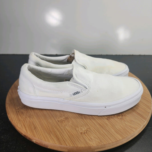 Womens Vans Classic Slip-On Sz 8.5 010019 White Canvas Skateboarding Sneakers