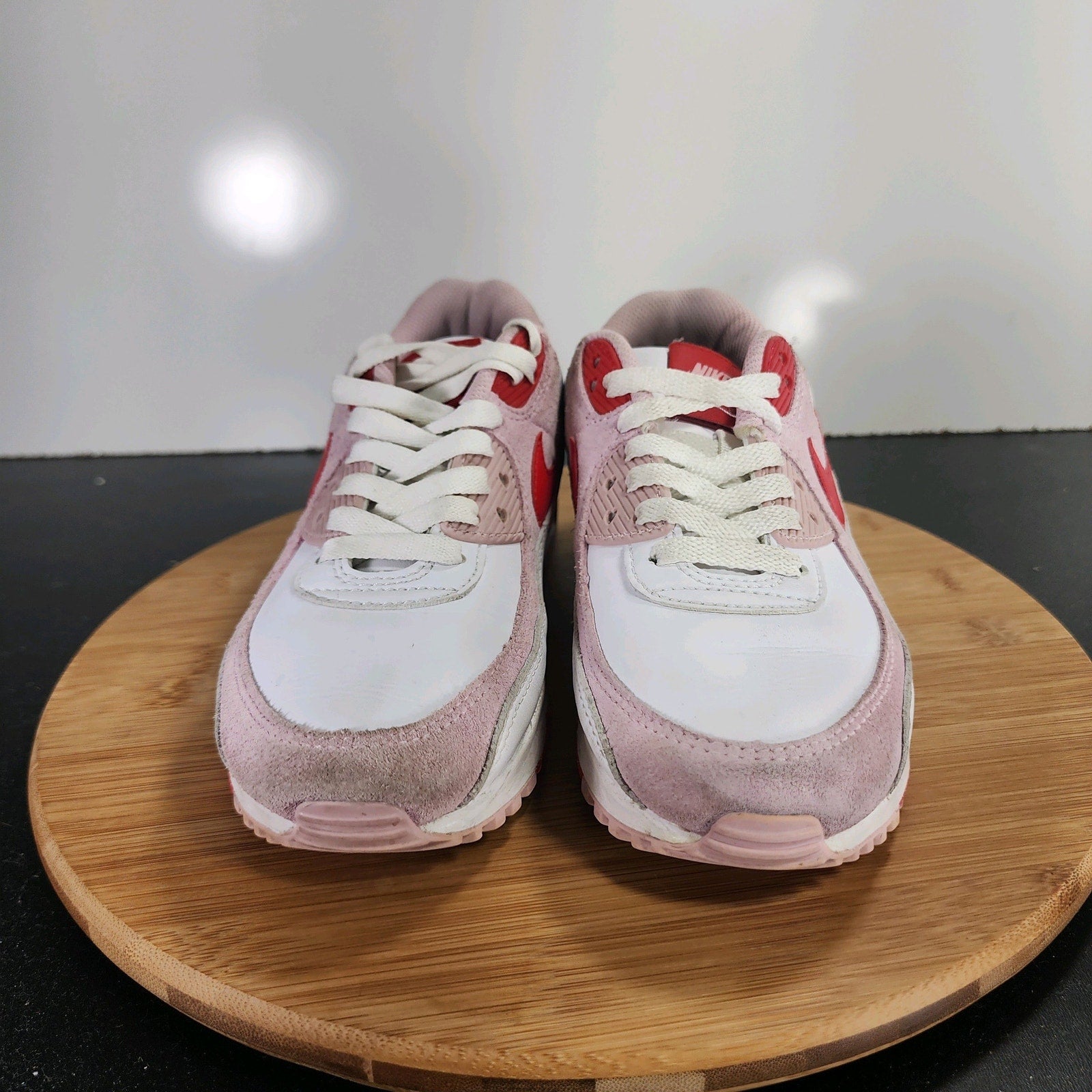 Nike Air Max 90 Sz 7 Womens 009619 White Pink Leather Running Casual  Sneakers