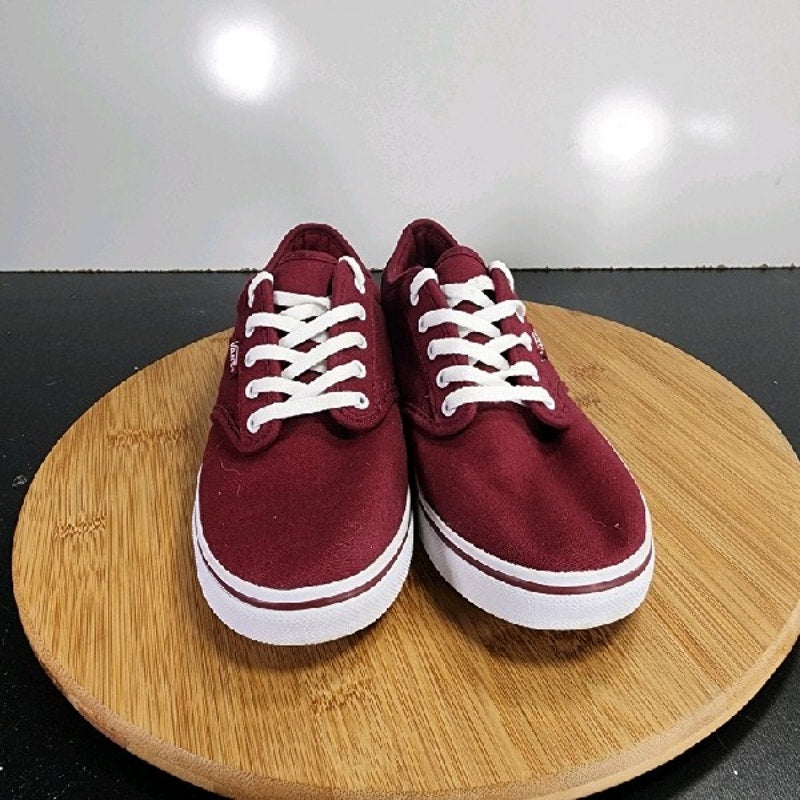 VANS Classic Low Sz 6 Womens 009161 Burgundy White Canvas Skateboarding Sneakers