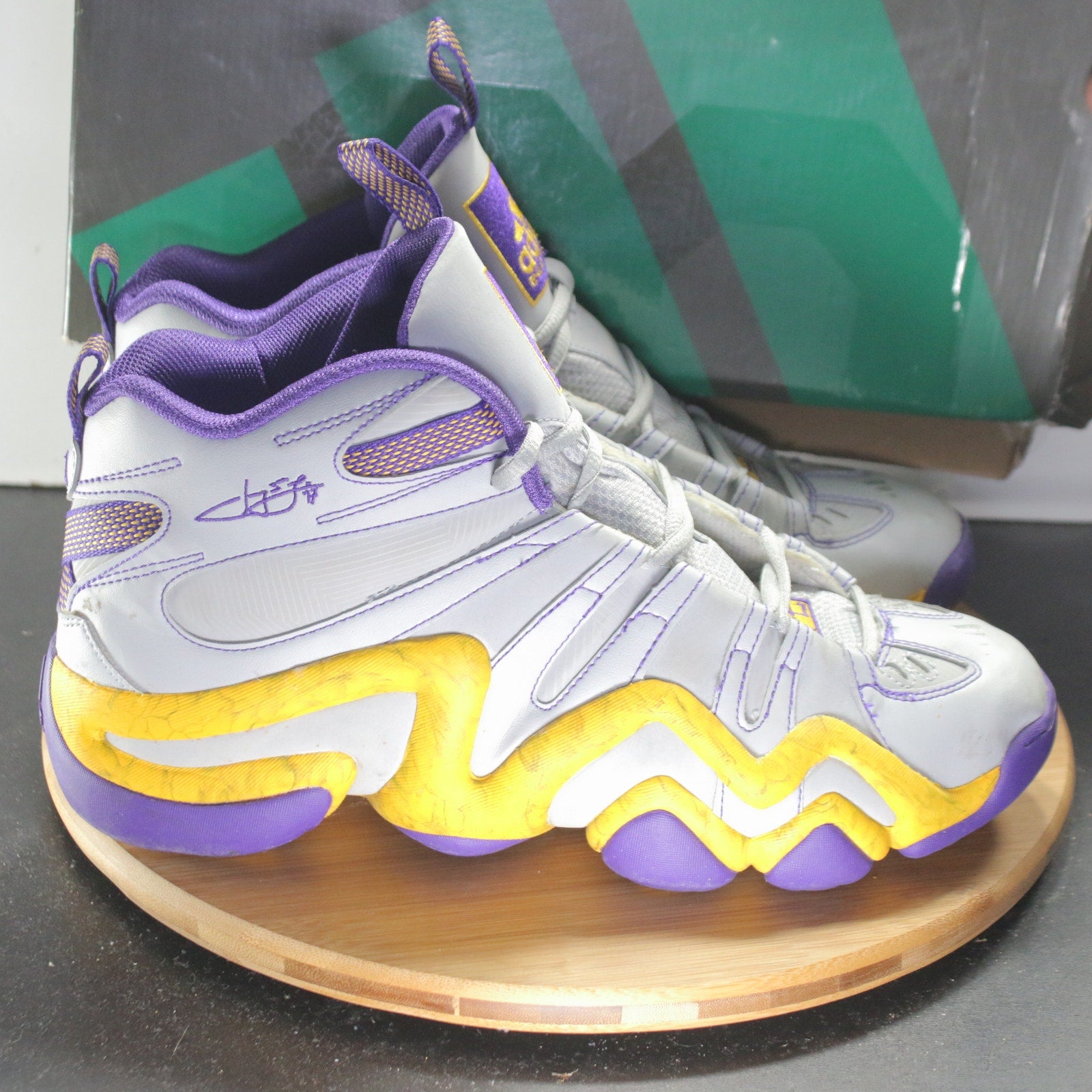 adidas Crazy 8 Mid Size 11 Mens 008624 White Purple Yellow Basketball Sneakers