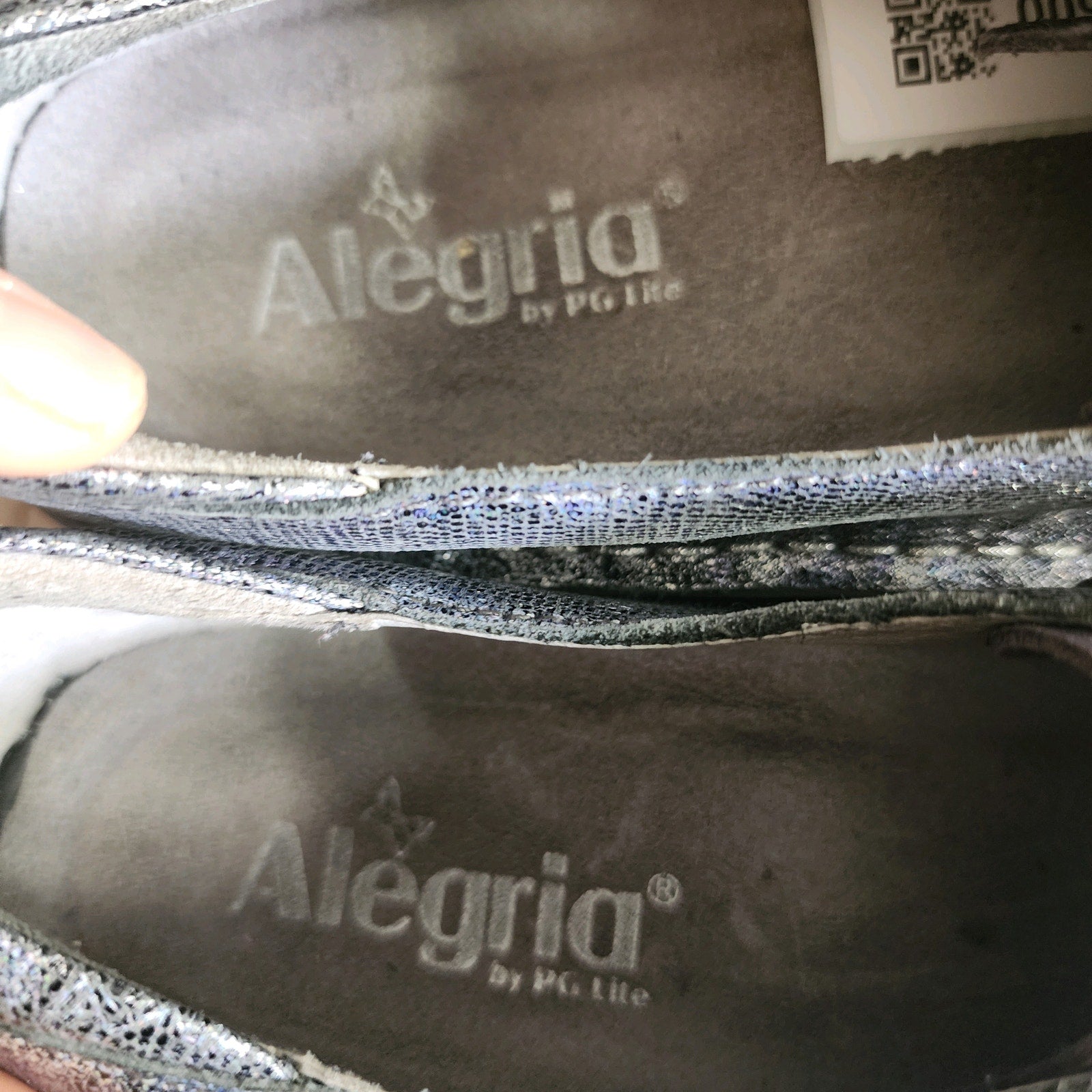 Alegria Dena Slip-On Sz 9Womens 009757 Gray Leather Metallic Clogs Nursing Shoes