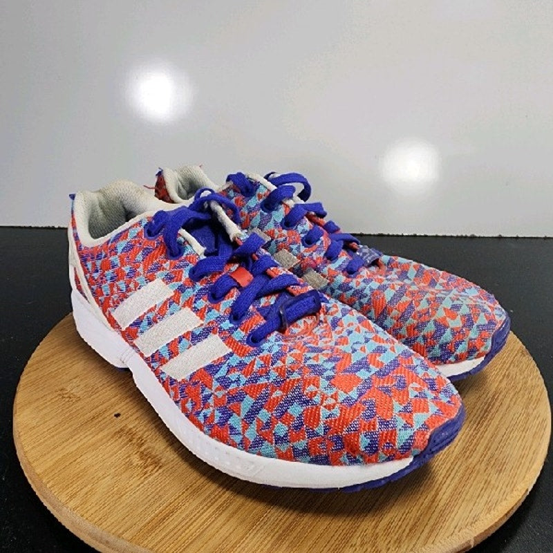 adidas ZX Flux Weave Sz 9Mens 009319 Blue Orange White Running Trainers Sneakers