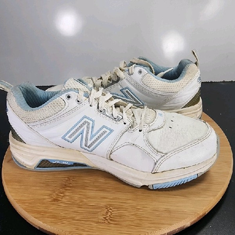 New Balance 857 Low Sz 9.5 Womens 009133 White Blue Running Athletic Sneakers