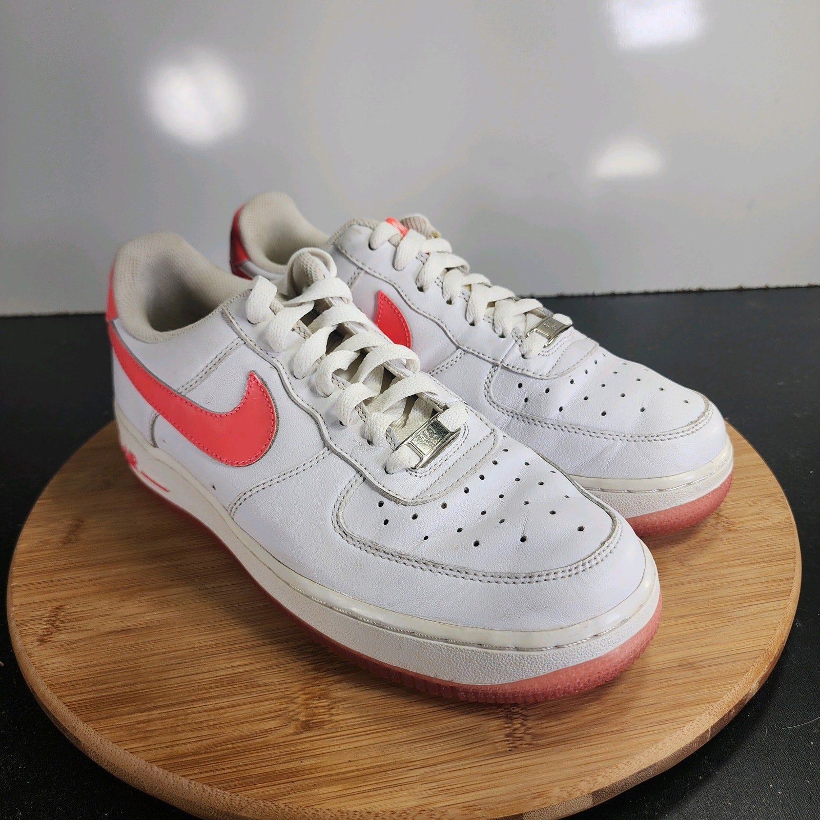 Nike Af1 Air Force 1 Low Sz 8 Womens 009764 White Red Leather Casual Sneakers