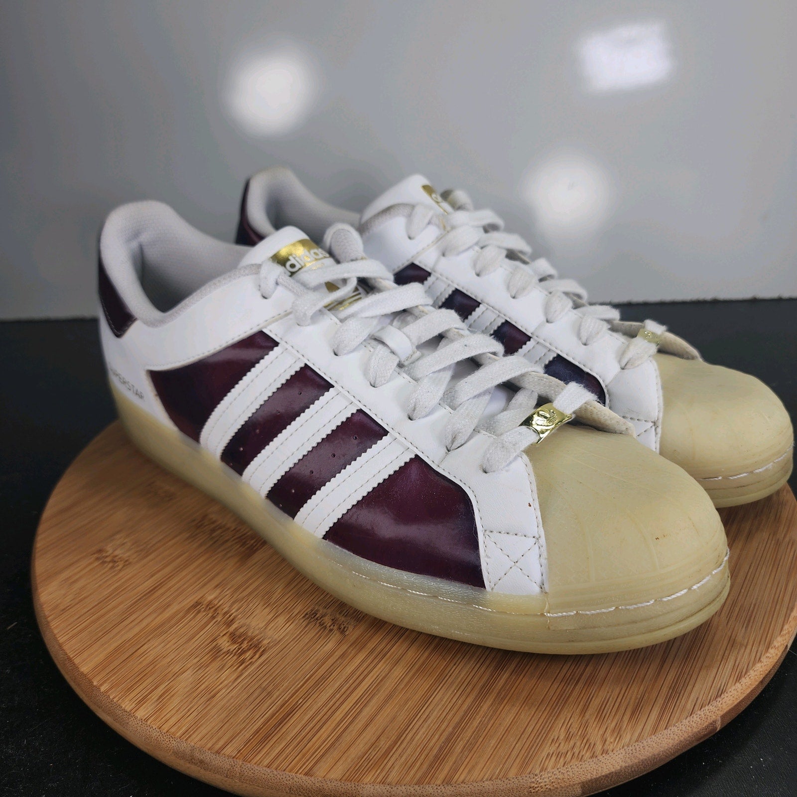 Men's Adidas Superstar Low Sz 12 010121 White Leather Running Athletic Sneakers