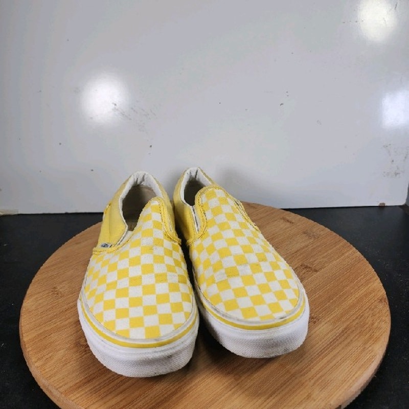 VANS Classic Slip On Sz 6 Youth=7.5Womens 008835 Yellow Check Skating Sneakers