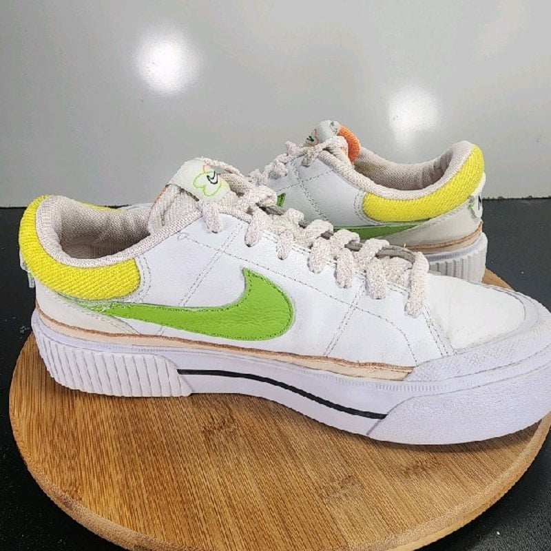 Nike Court Legacy Lift Low Sz 10.5 Womens 009109 White Green Running Sneakers