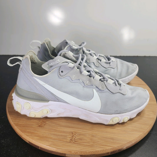 Women's Nike React Element 55 Low Sz 8.5 010014 Gray Knit Running Sneakers Shoes