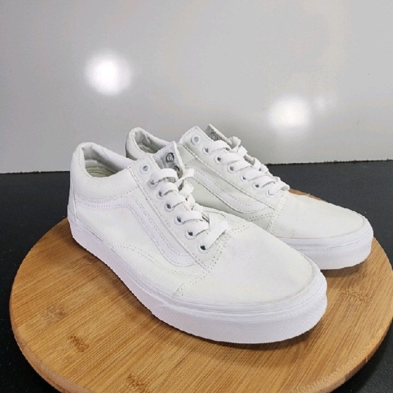 VANS Old Skool Low Sz 10Womens 009235 Triple White Canvas Skating Sneakers Shoes