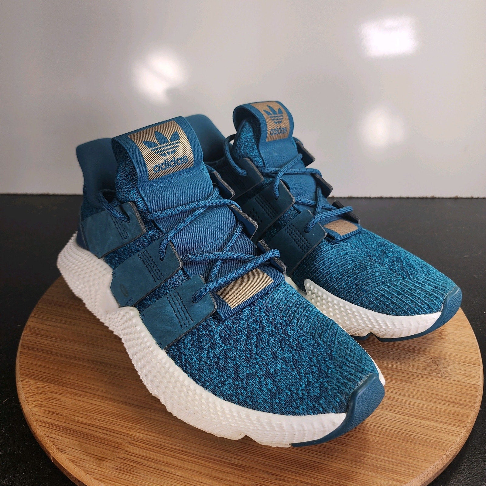 Womens adidas Prophere Low Sz 9 010089 Teal Blue Knit Running Training Sneakers