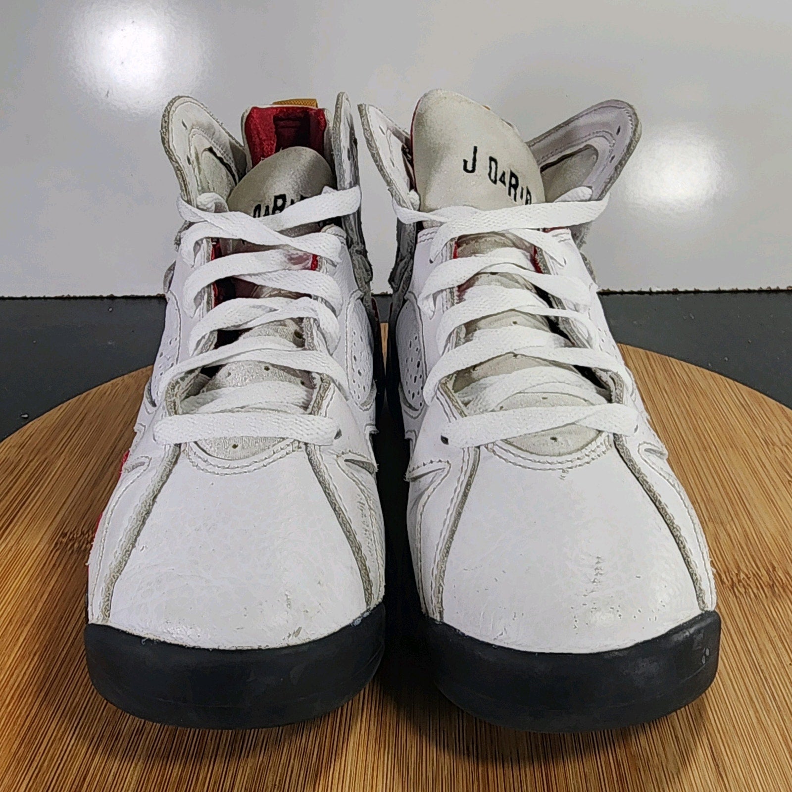 Air Jordan 7 Retro 5.5 Youth=6.5Womens 009537 White Leather Basketball Sneakers