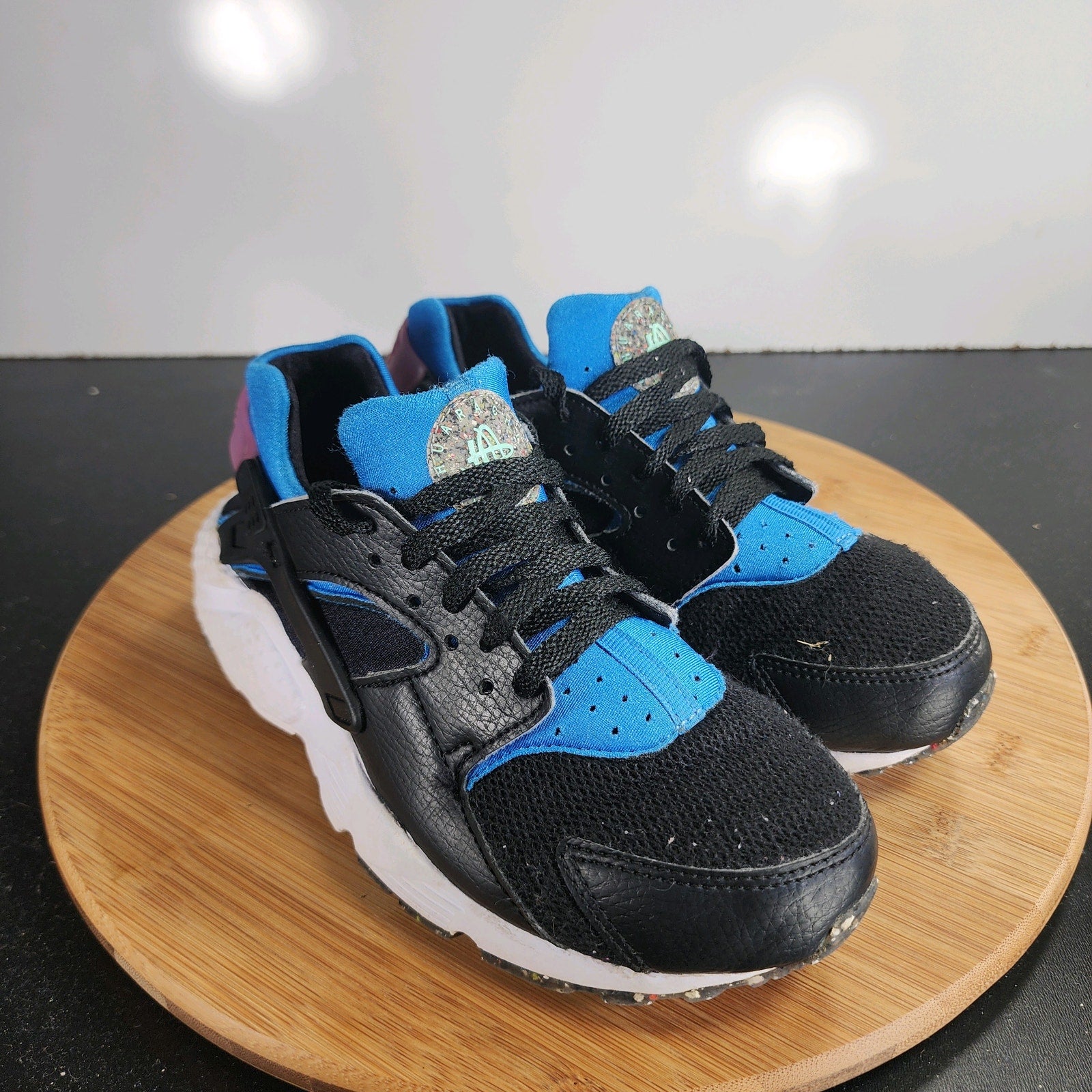 Nike Air Huarache Run Sz 4.5Youth=5.5Womens 009573 Black Mesh Athletic Sneakers