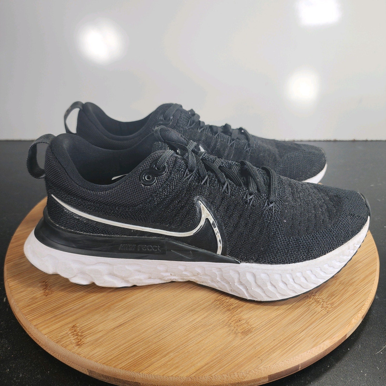 Women's Nike React Infinity Run Low Sz 9 009838 Black Flyknit Running Sneakers