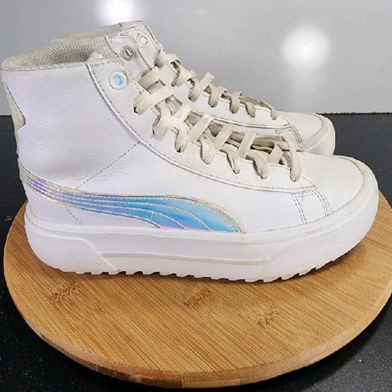 PUMA Kaia Mid Sz 7.5 Womens 009165 White Leather Skateboarding Sneakers Shoes