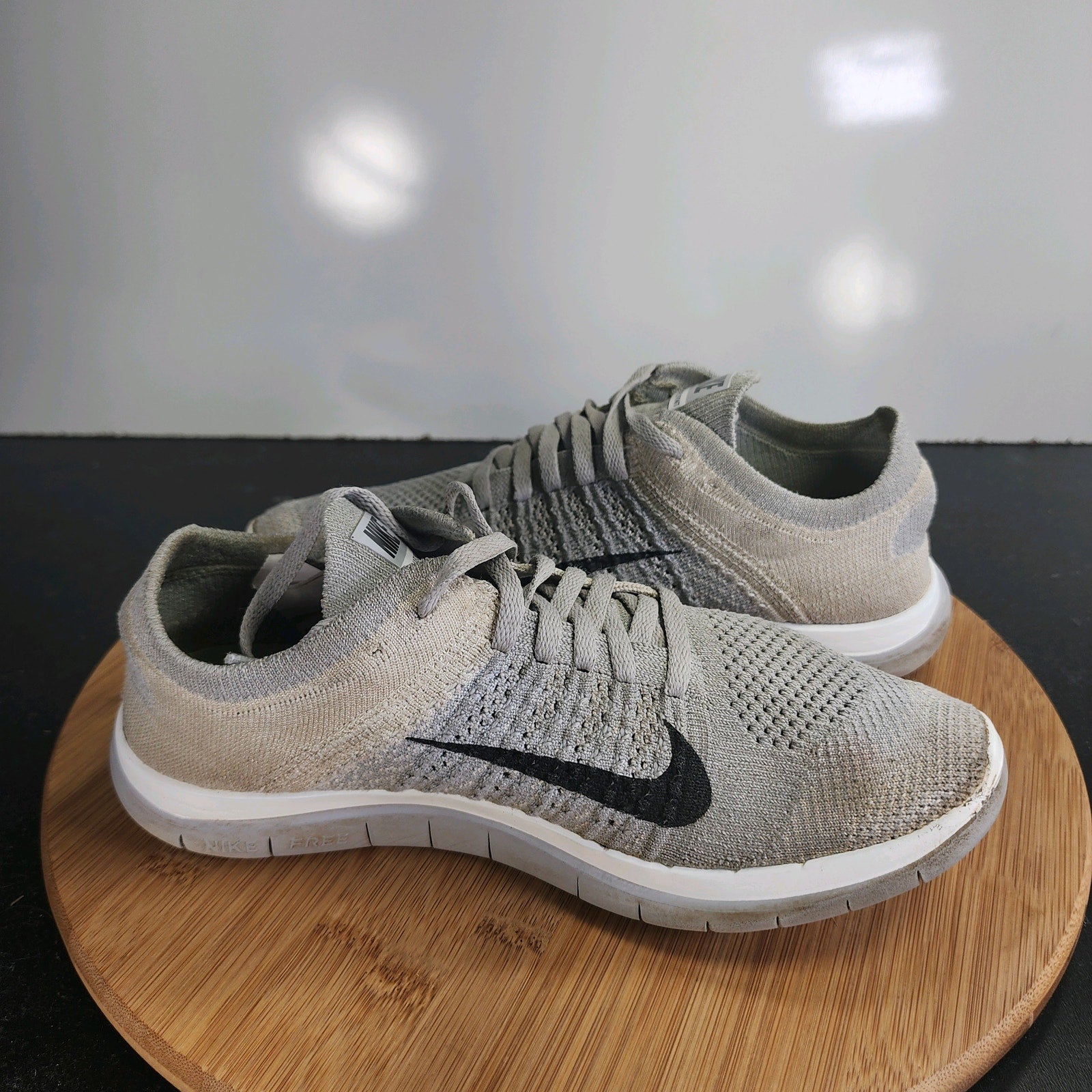 Women's Nike Free Run 4.0 Sz 7.5 010062 Gray Flyknit Running Training Sneakers