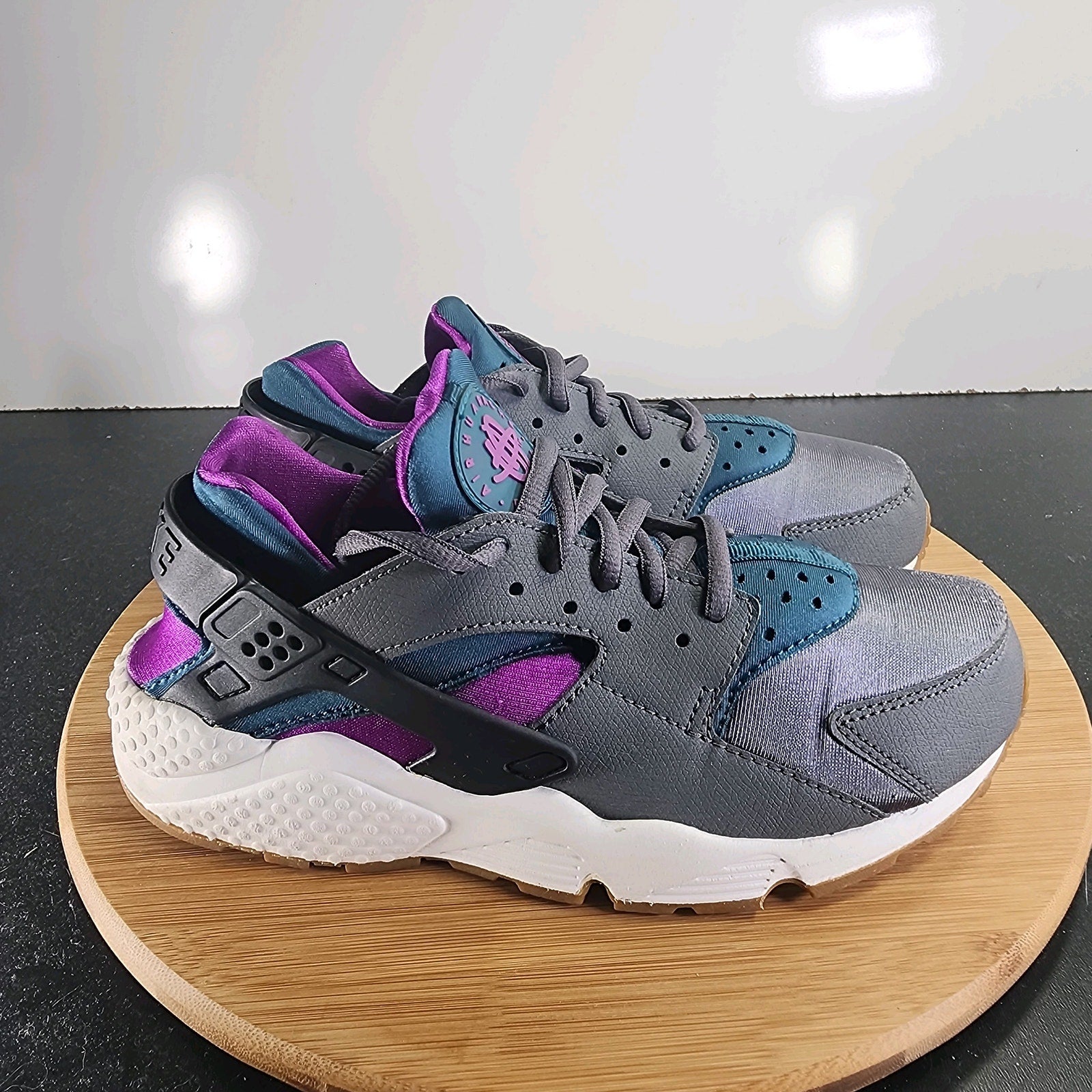 Women's Nike Air Huarache Run Sz 8 010122 Grey Teal Mesh Running Training Shoes