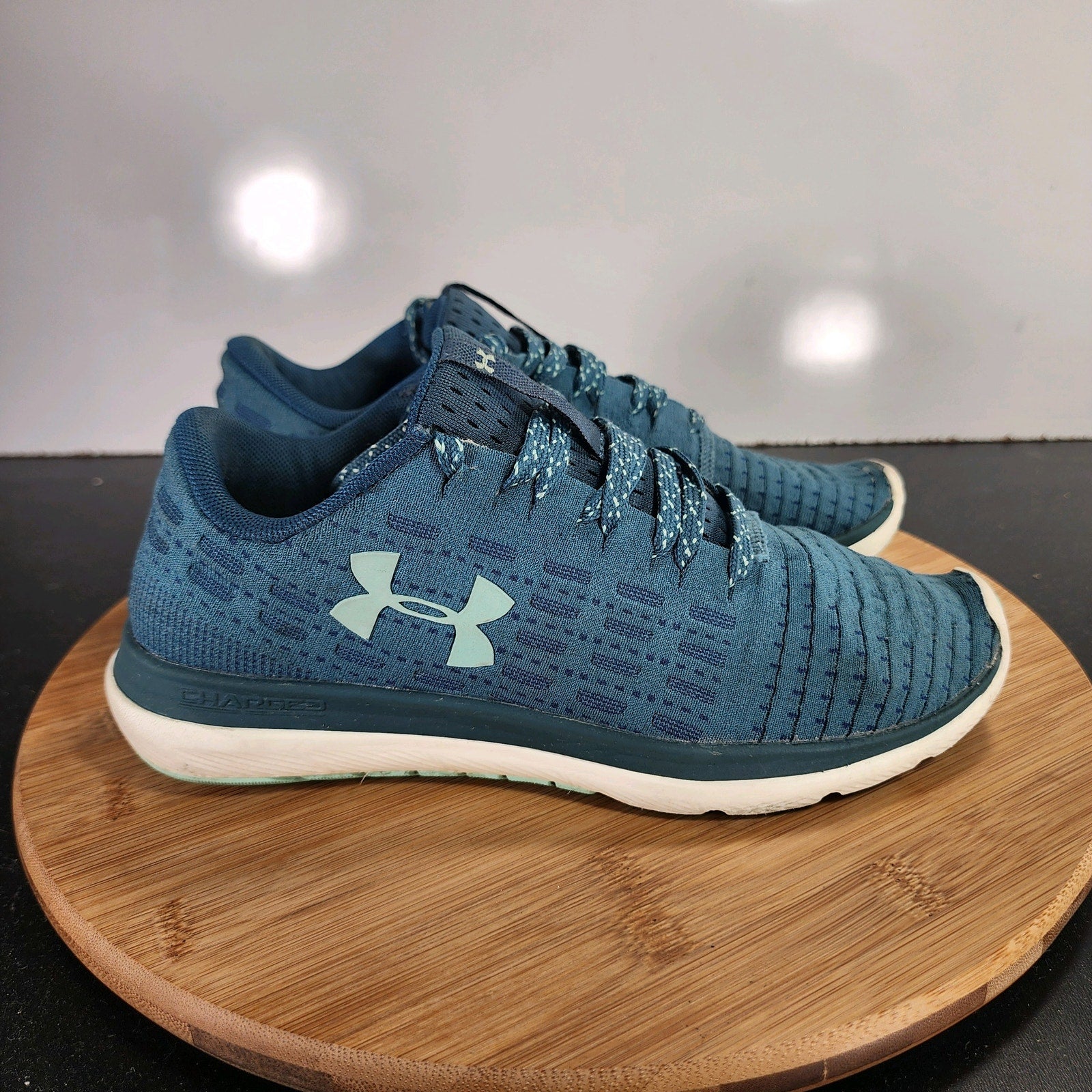 Under Armour Threadborne Slingflex 7.5 Womens 009510 Blue Knit Running Sneakers