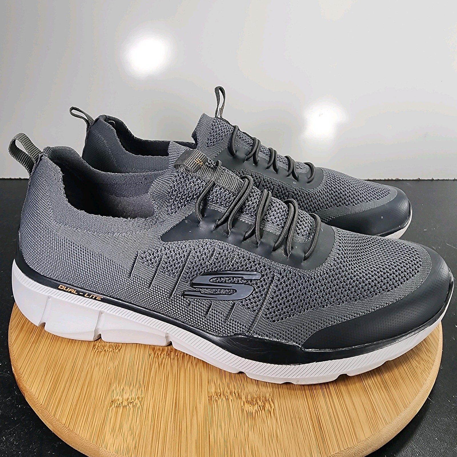 Mens Skechers Dual Lite Low Sz 12 010270 Gray Knit Running Casual Sneakers Shoes