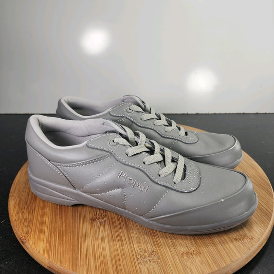 Women's Propet Washable Walkers Sz 9 010174 Grey Leather Walking Sneakers Shoes