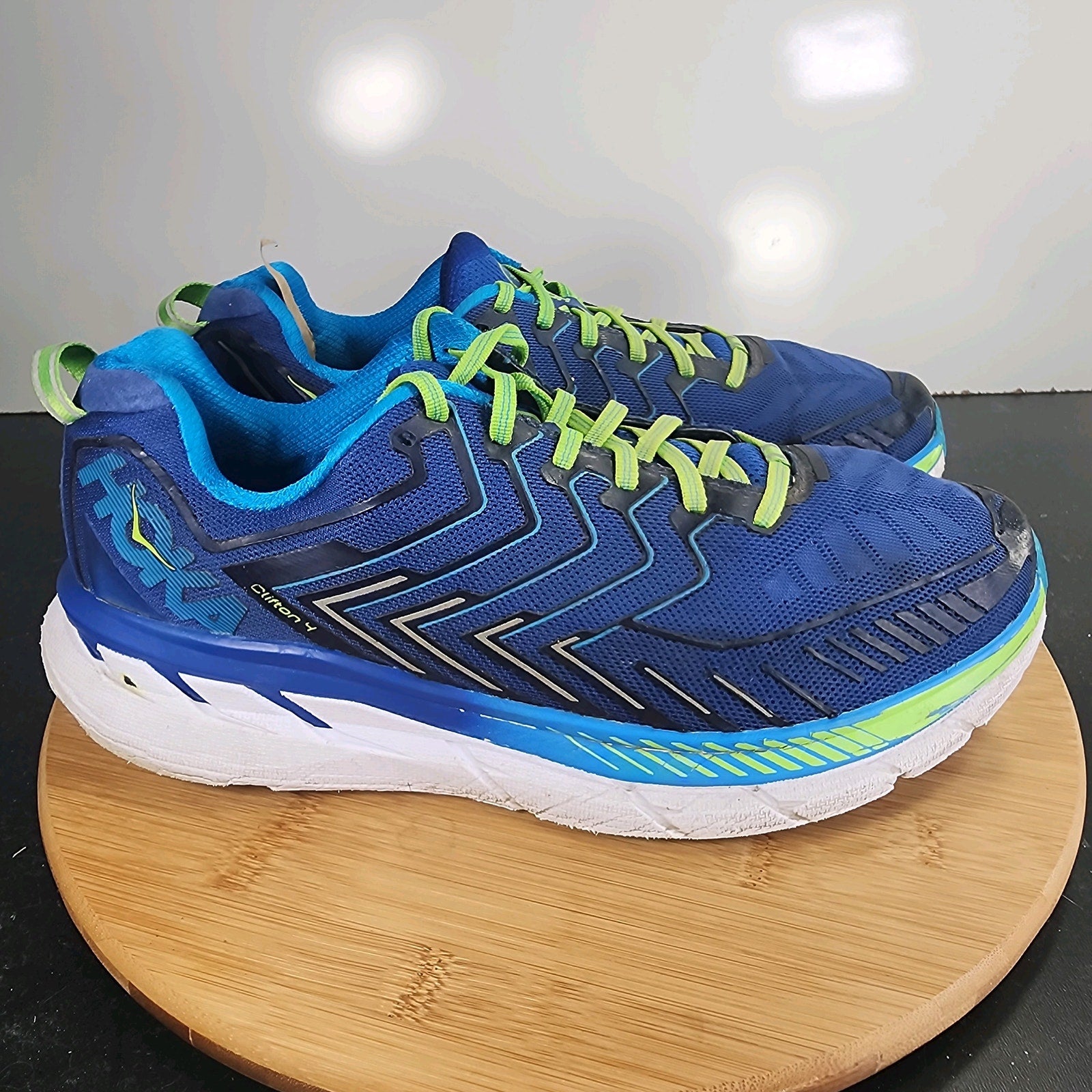 Men's Hoka One One Clifton 7 Sz 10.5 010136 Blue Green Mesh Running Sneakers