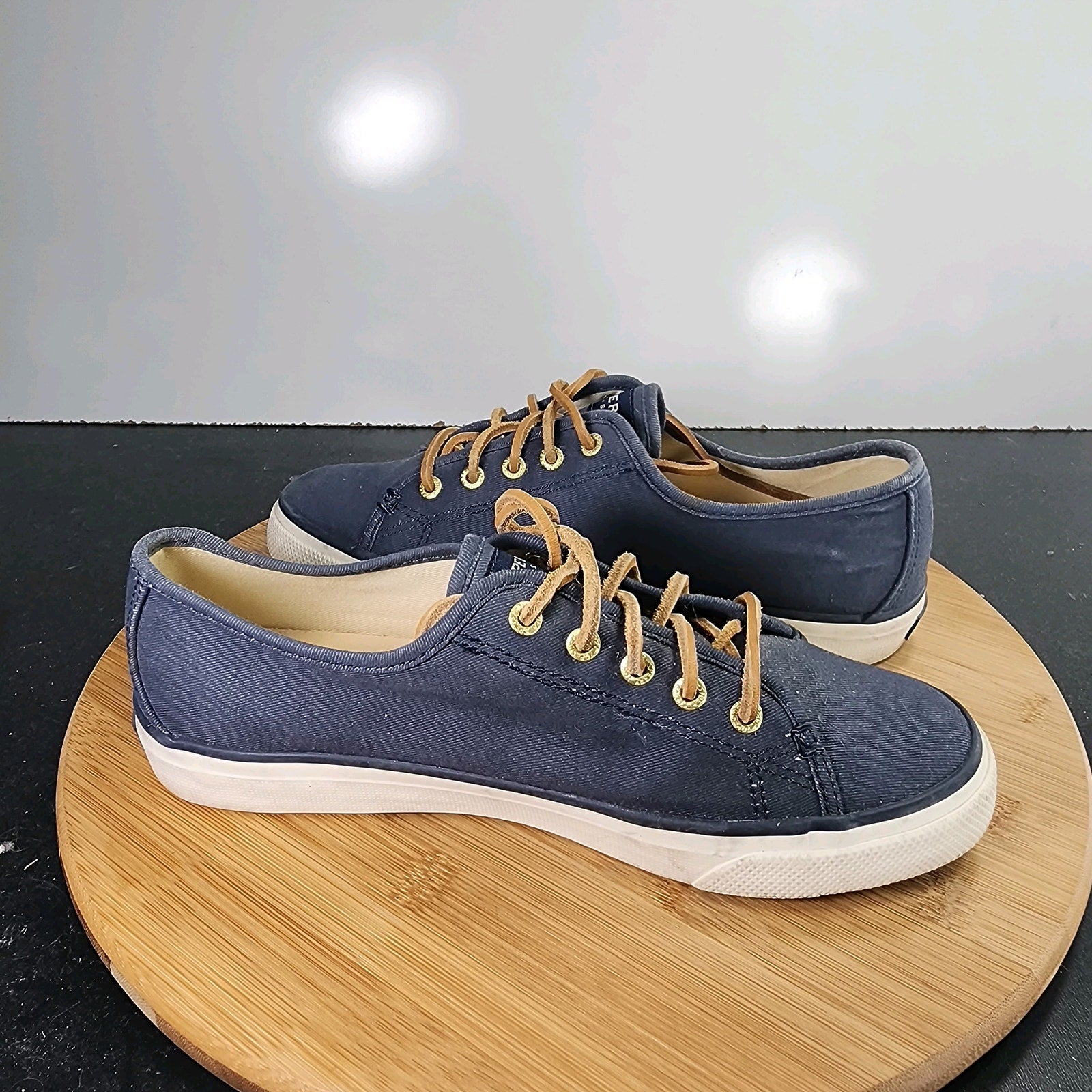 Womens Sperry Top-Sider Low Sz 7.5 010253 Navy Blue Canvas Casual Sneakers Shoes