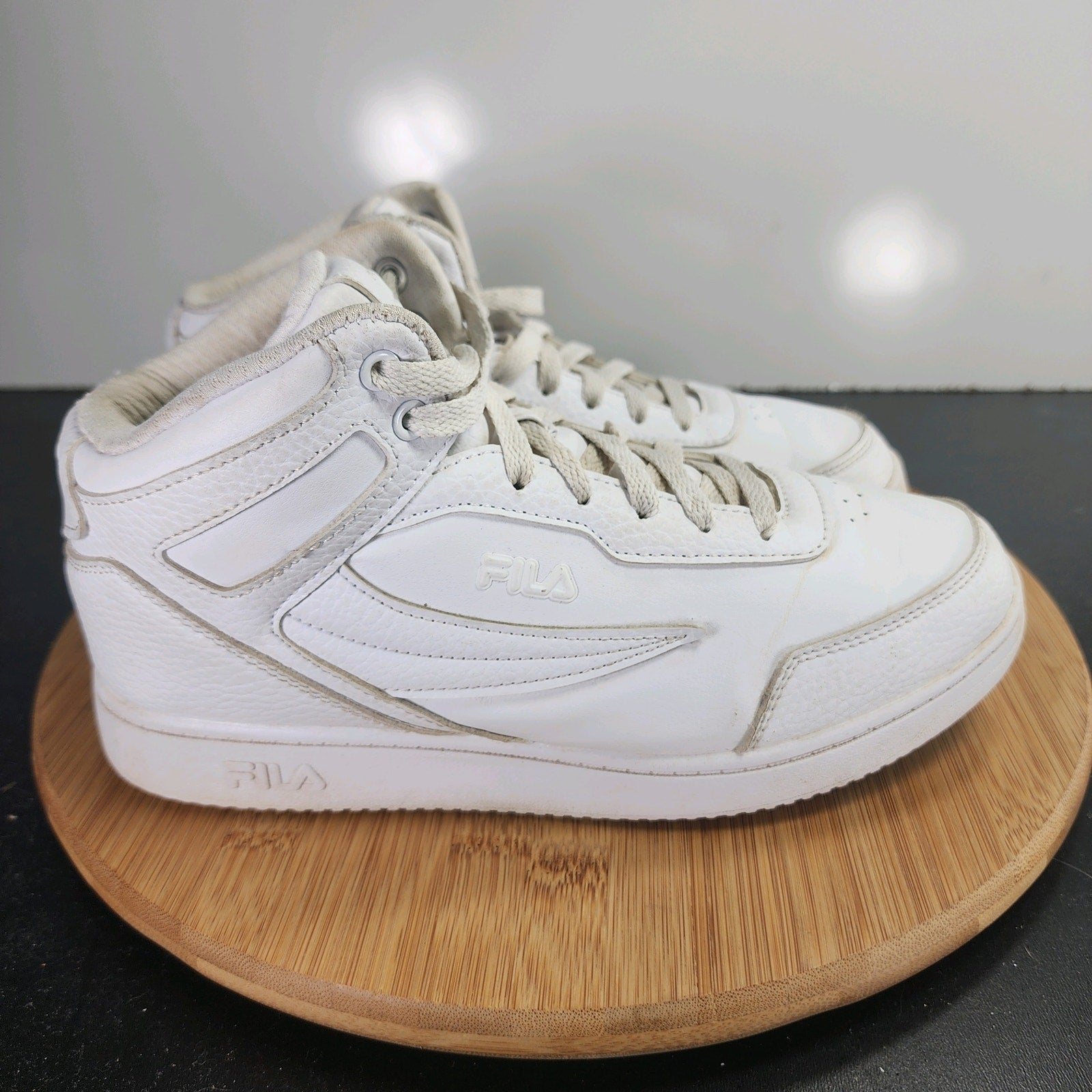 Sz 6Youth Fit 7.5Womens FILA FX-100 Mid 009938 White Leather Basketball Sneakers