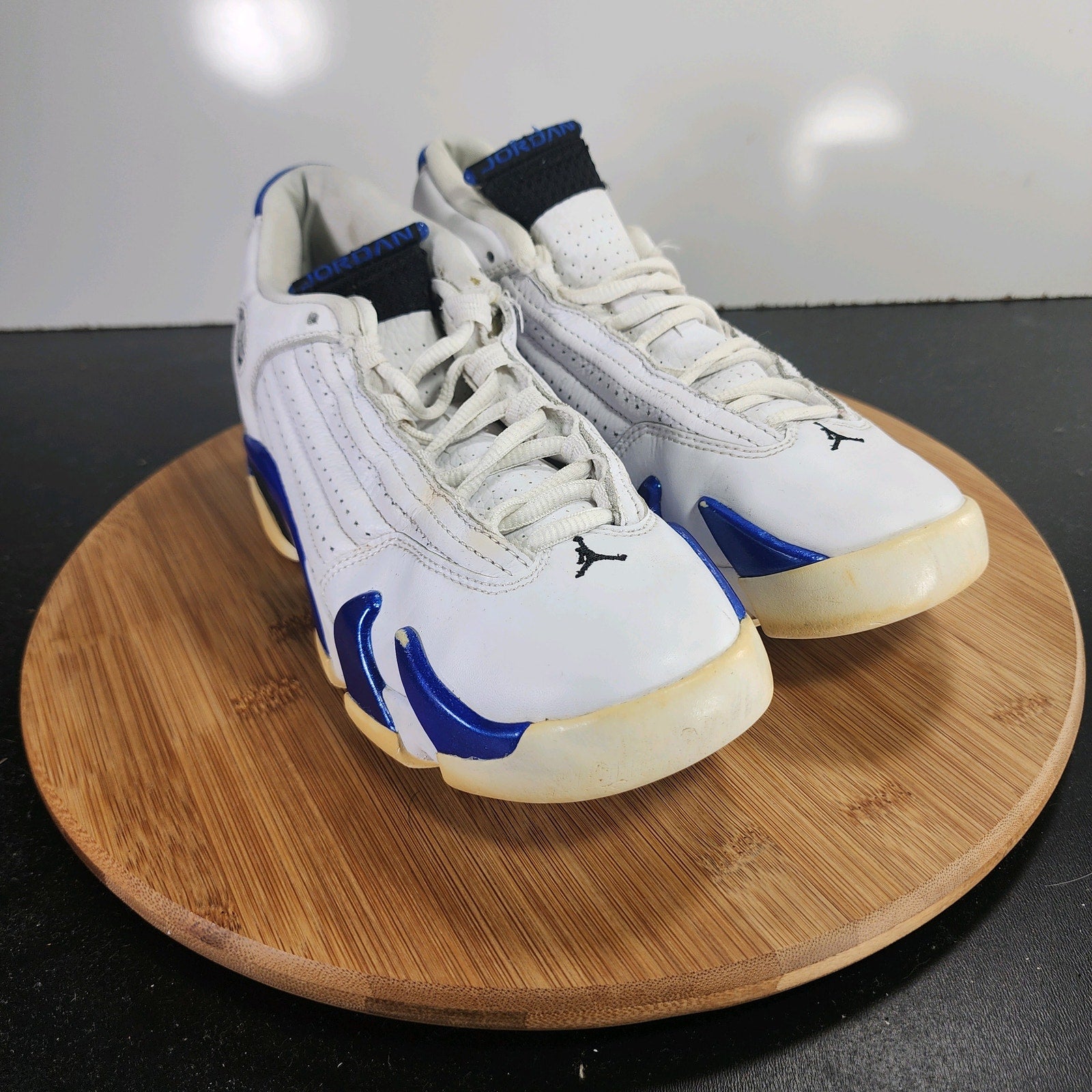 Sz 5.5Youth Fit 6.5Womens Air Jordan 14 009791 White Leather Basketball Sneakers