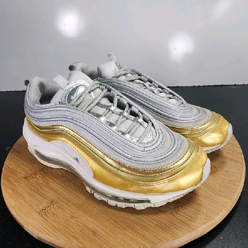 Nike Air Max 97 Low Sz 7.5 Womens 009122 Gray Gold Metallic Athletic Sneakers