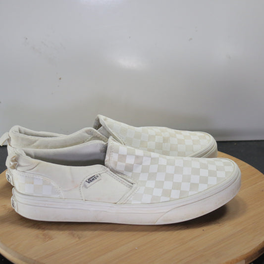 VANS Classic Slip On Sz 6youth=7.5women 008298 Gray White Check Skating Sneakers