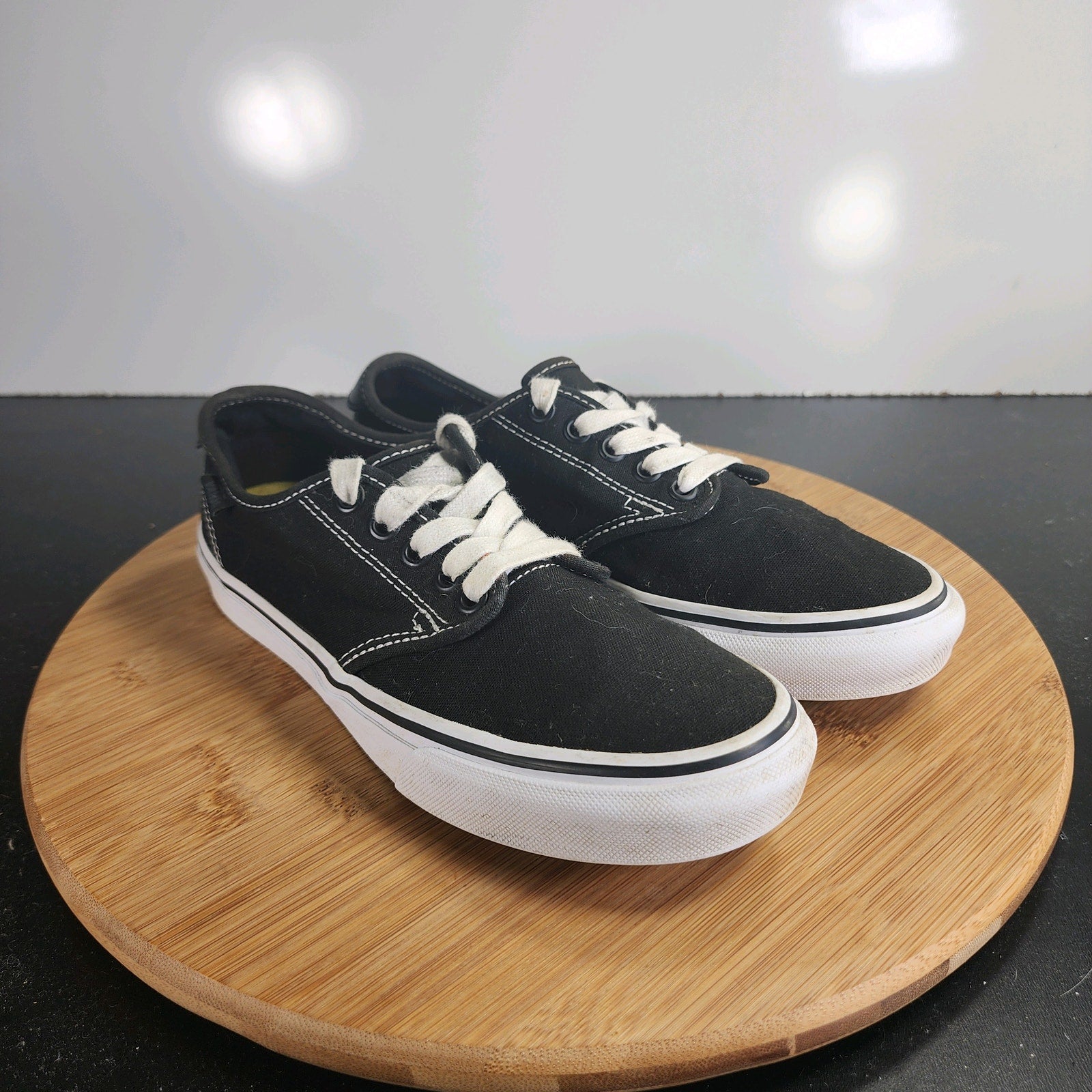 Womens VANS Classic Low Sz 6.5 009847 Black Canvas Skateboarding Sneakers Shoes