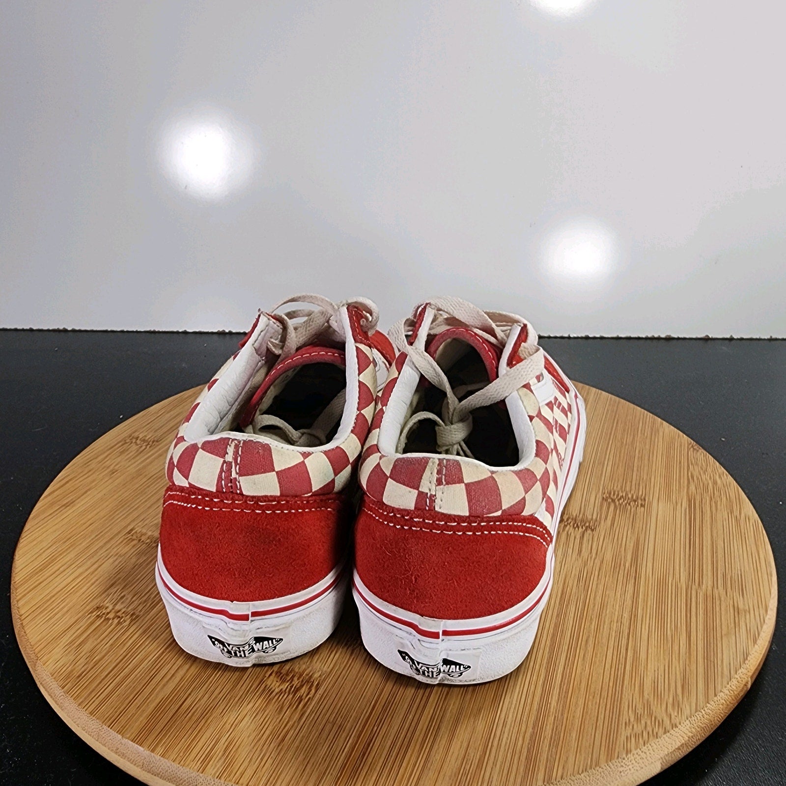 VANS Old Skool Sz 8 Womens 009414 White Red Check Skateboarding Sneakers Shoes