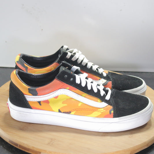 VANS Old Skool Low Sz 8.5Womens 008638 Orange Black White Skateboarding Sneakers