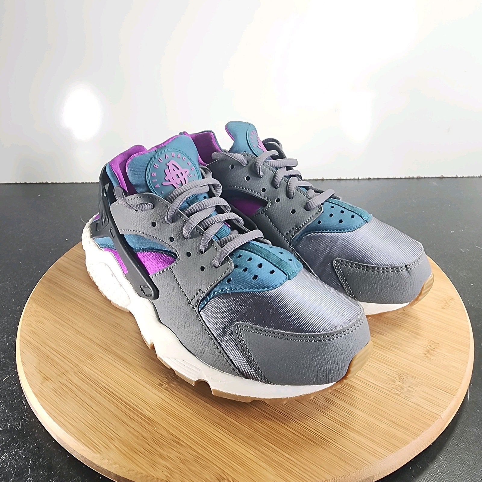 Women's Nike Air Huarache Run Sz 8 010122 Grey Teal Mesh Running Training Shoes