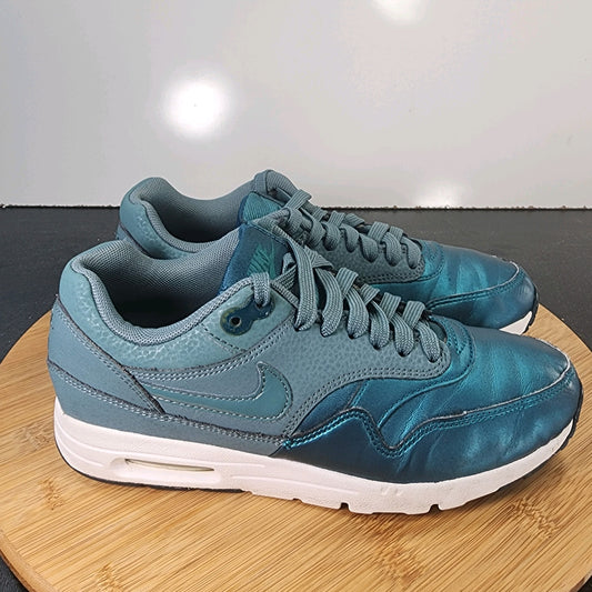 Women's Nike Air Max 1 Low Sz 6 010311 Teal Blue Leather Running Sneakers Shoes