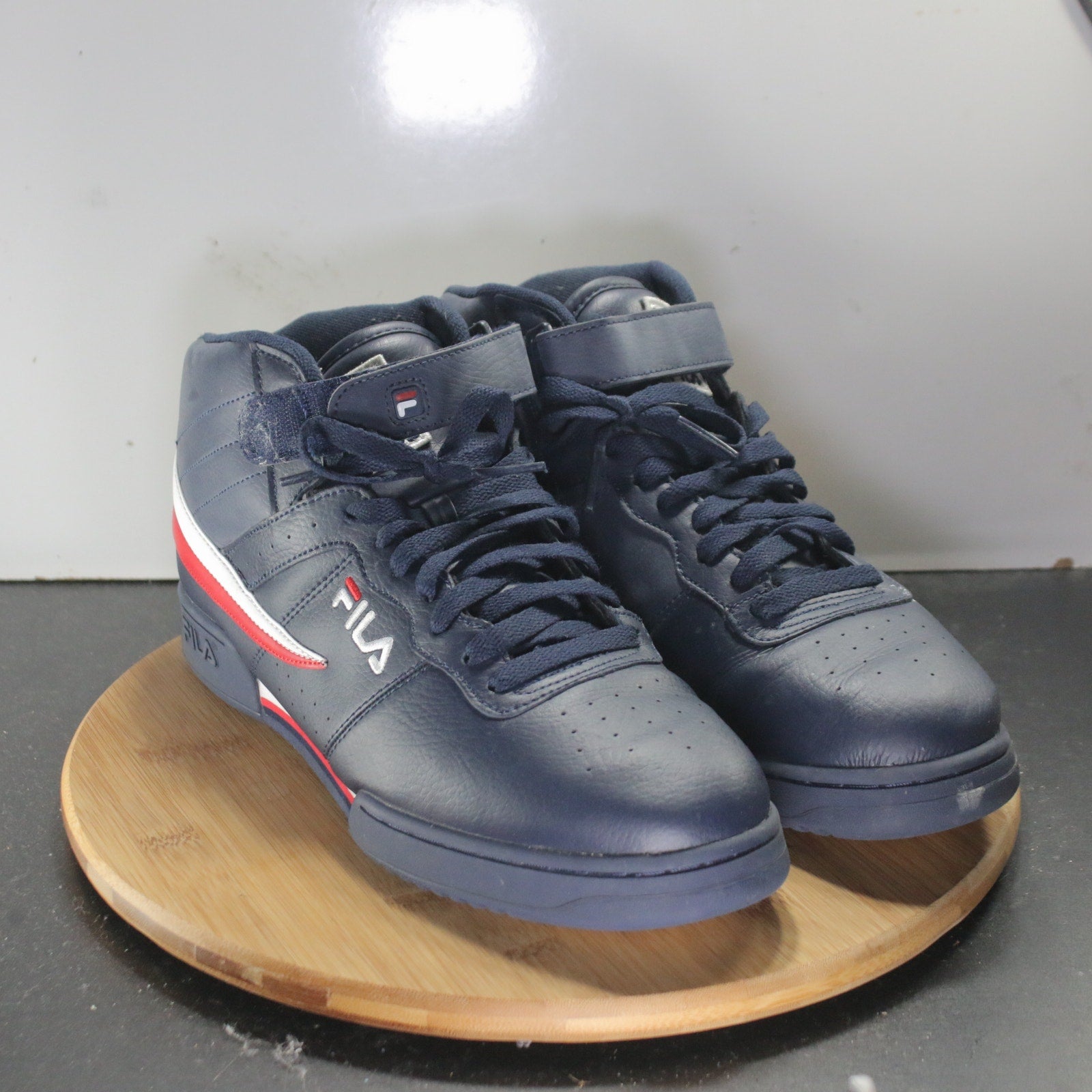 FILA F-13 Mid Sz 11.5 Mens 008573 Navy Blue Red White Basketball Sneakers Shoes