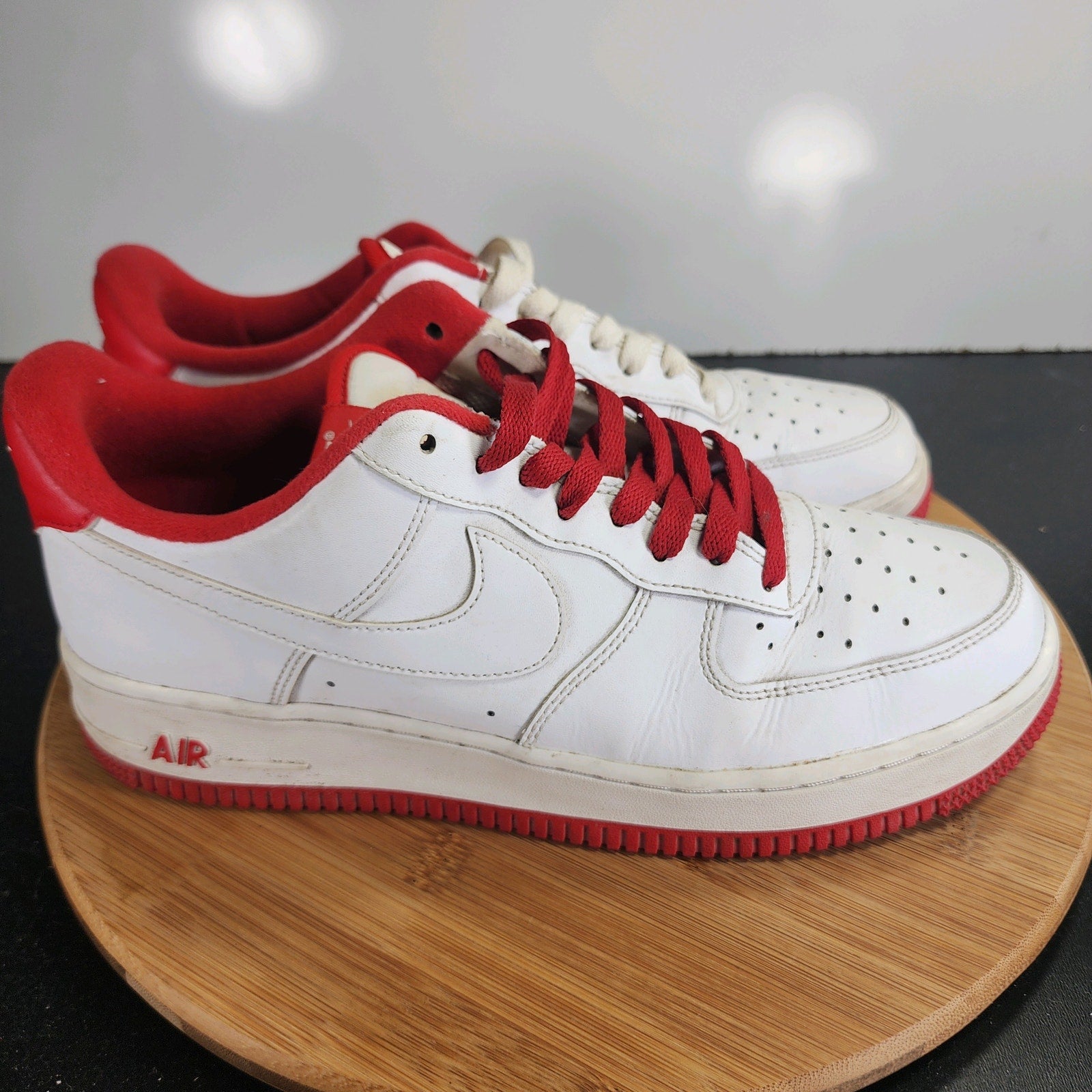 Nike Af1 Air Force 1 Low Sz 9Mens 009595 White Red Leather Casual Sneakers Shoes