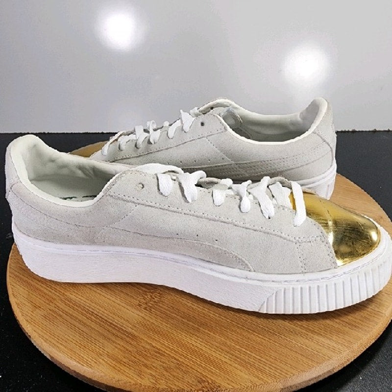 PUMA Suede Classic Sz 9.5Womens 009164 Gray Gold Running Athletic Sneakers Shoes