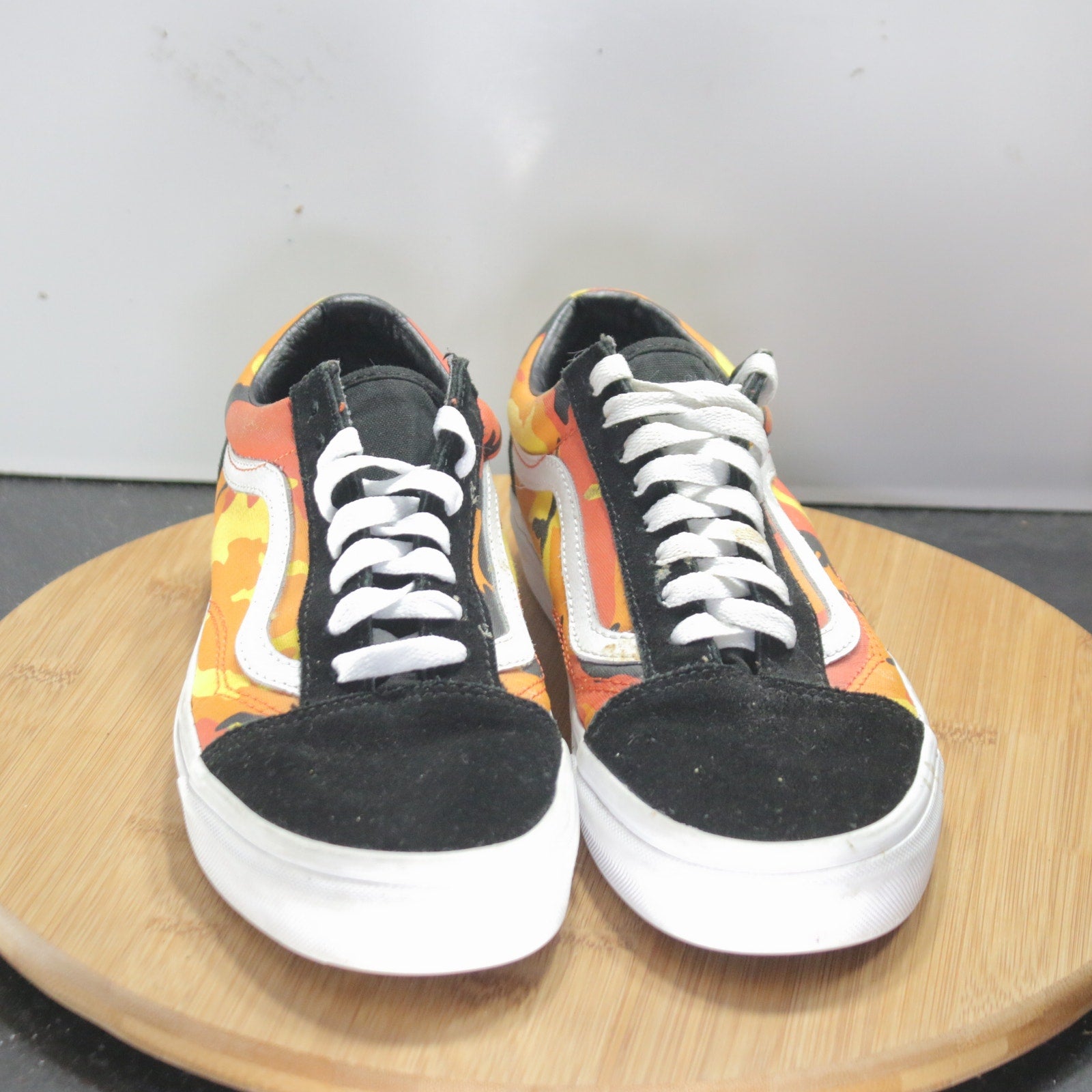 VANS Old Skool Low Sz 8.5Womens 008638 Orange Black White Skateboarding Sneakers