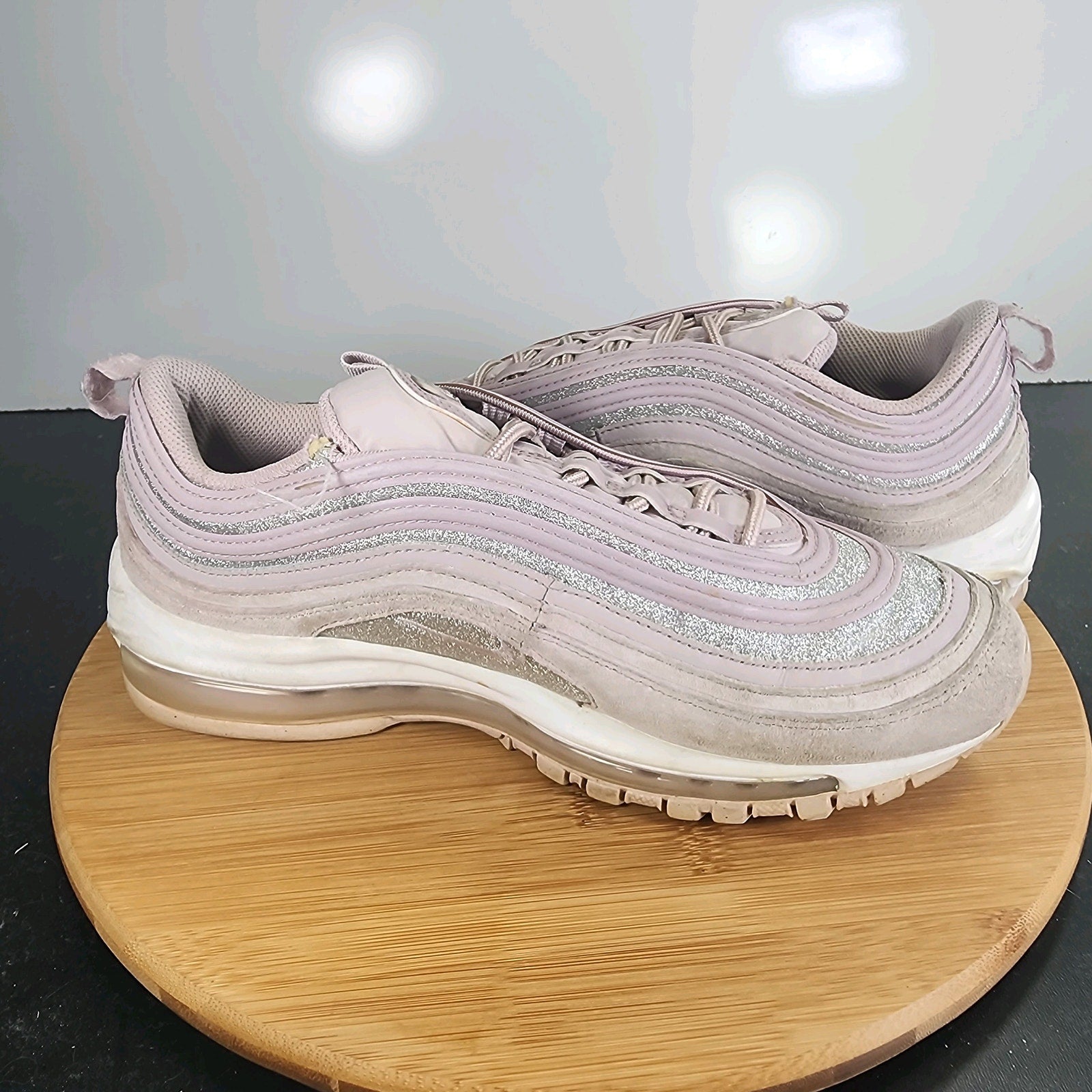 Womens Nike Air Max 97 Sz 9.5 010123 Pink Silver Leather Running Casual Sneakers