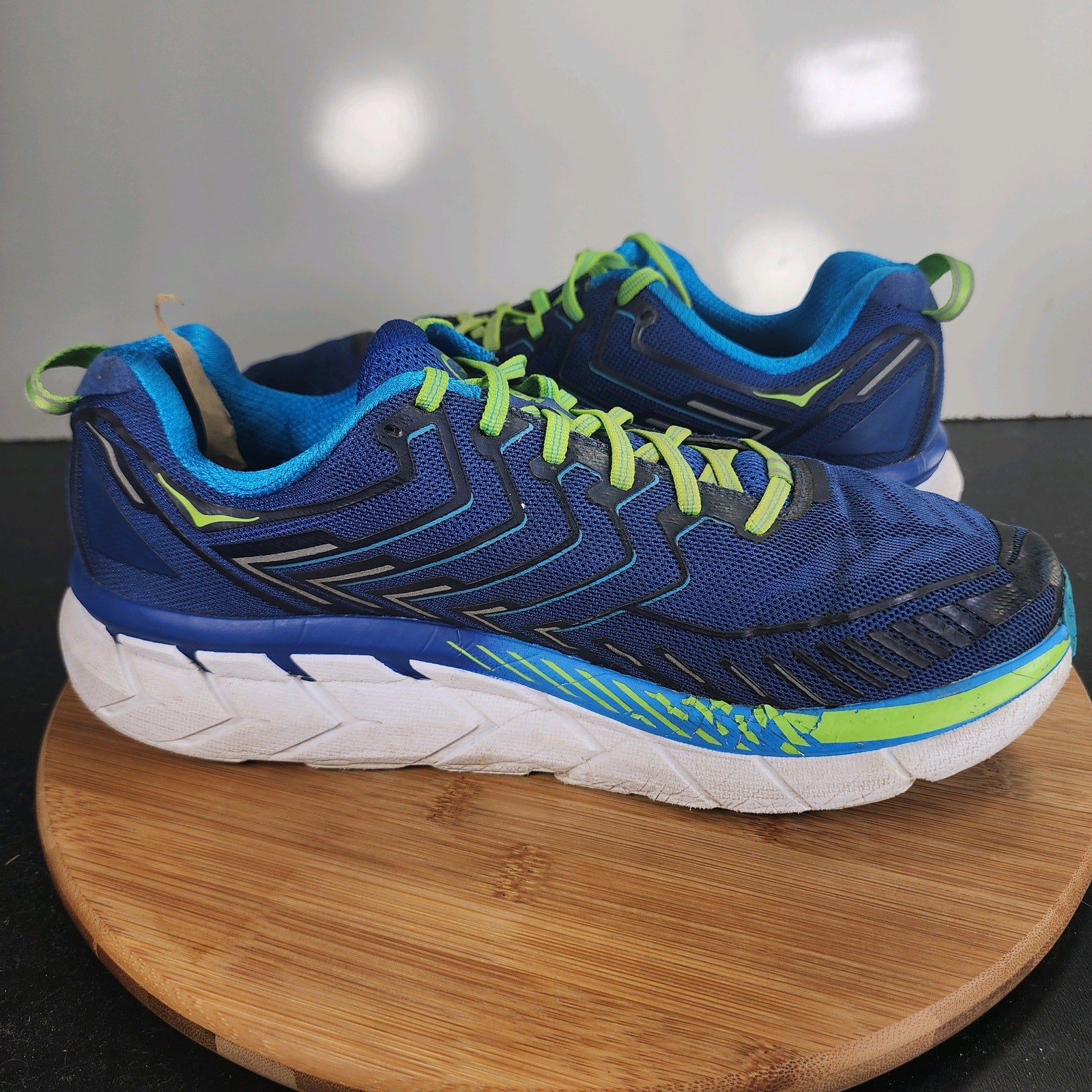 Men's Hoka One One Clifton 7 Sz 10.5 010136 Blue Green Mesh Running Sneakers