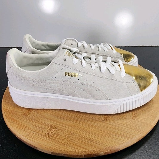 PUMA Suede Classic Sz 9.5Womens 009164 Gray Gold Running Athletic Sneakers Shoes