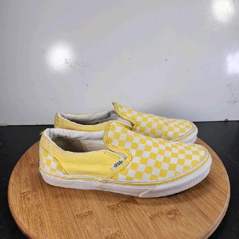 VANS Classic Slip On Sz 6 Youth=7.5Womens 008835 Yellow Check Skating Sneakers