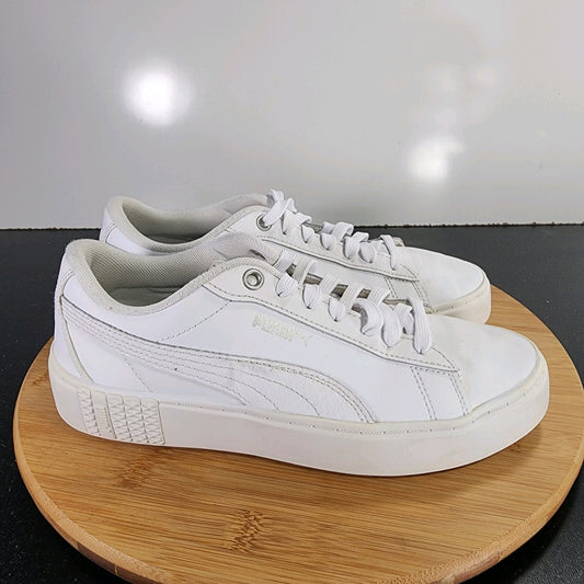 PUMA Leather Classic Sz 8 Womens 009428 Triple White Running Athletic Sneakers