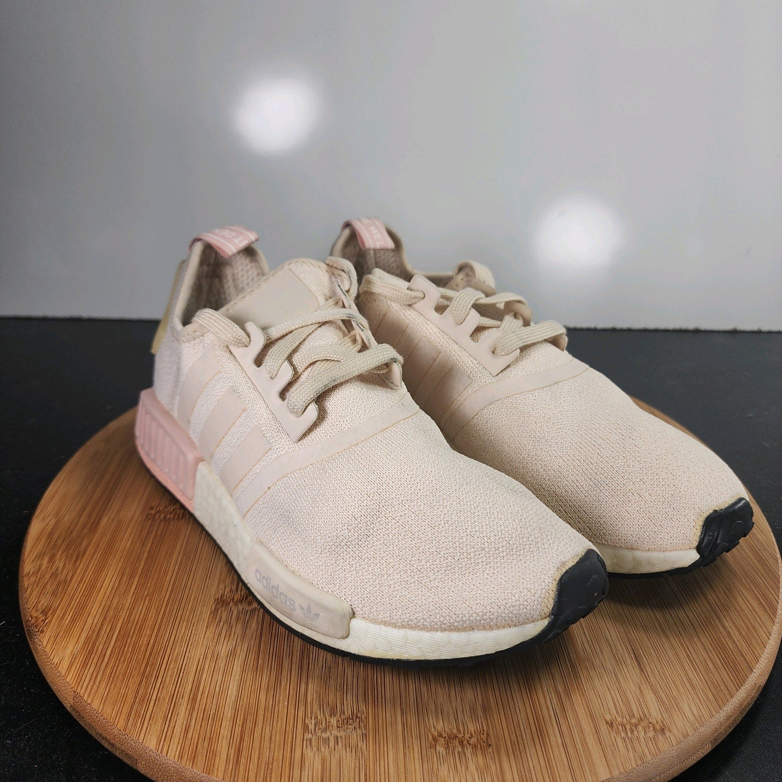 Womens Adidas NMD_R1 Low Sz 7.5 010158 Beige Pink Mesh Running Training Sneakers