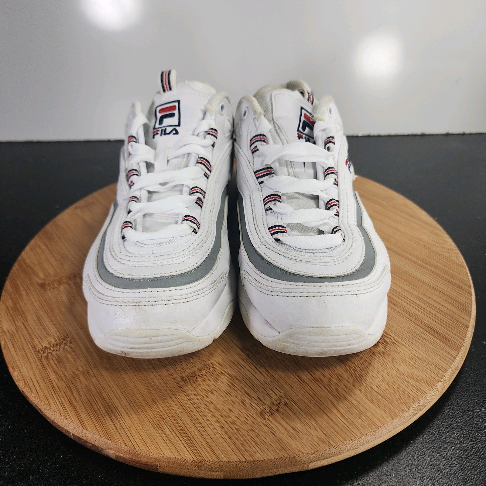 Fila Disruptor II Sz 5.5 Youth=6.5Womens 009746 White Leather Lifestyle Sneakers